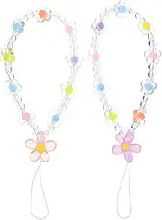 jojofuny 2pcs Beaded Phone Lanyard Flower Phone Charm Cute Phone Charms Strap Phone Charm Strap Detachable Phone Lanyard Wrist Strap for Keychain Mobile Phone Car Key Bag Backpack Wallet
