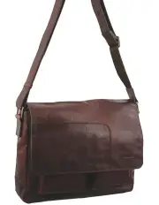 [PIERRE CARDIN] Rustic Leather Computer Bag in Chestnut