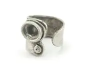 Ring Adjustable Ring Bezel - Antique Silver Plated Brass (17mm 6.5US size 2365