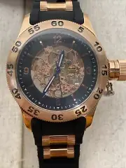 Rougois - Rose Gold Tone Automatic Skeleton Naval Diver Watch