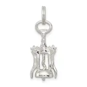 Sterling Silver Rhodium-Plated Wine Bottle Opener Charm