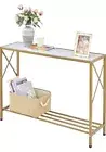 Tajsoon Console, Entryway, Sofa, Living Room, Gold And White Table with Shelves