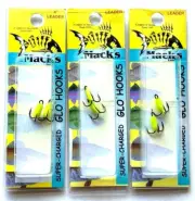 3 PACKS Mack's Glo Hook Chartreuse Size 10 Snelled Treble Hook 4' Leader 2 Count