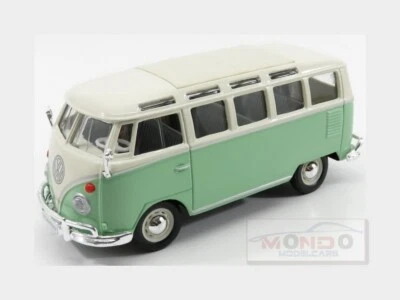 1:25 Maisto Volkswagen T1 Samba Minibus 1962 Very Light Green White MI31956LGR M