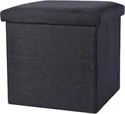 okam Storage Ottoman-Foldable Ottoman Storage-Collapsible Stool Bench - Storage Organiser Case with Cushioned Seat - use as Blanket Box, Foot Stool Ottaman, Pillow, Toys, Clothes Ottman Cube - Black