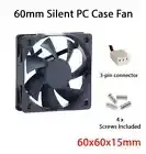 Case Fan 12V DC 60mm PC Case Fans 3 Pin Computer Case Cooling Fan Thin Size 15mm