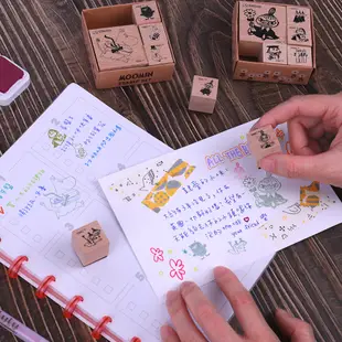 【台灣現貨】sun-star MOOMIN嚕嚕米 木頭印章組 兒童造型印章 集點卡印章 卡通印章 鼓勵章 幼稚園學生