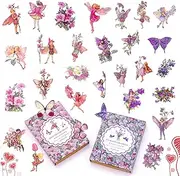 90 Pieces Fairy Stickers for Scrapbook, Transparent Flower Fairy Patch for Scrapbooking Hand Ledger Phone Case Laptop Diary DIY Crafts