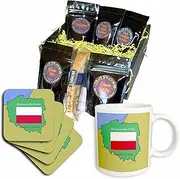 3dRose cgb_39218_1 The map and Flag Republic of Poland Printed in English and Polish-Coffee Gift Basket, Multicolor
