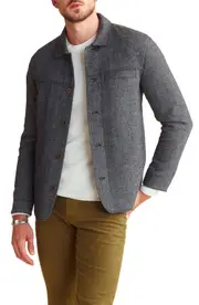 Billy Reid Madison Wool Herringbone Shirt Jacket in Charcoal at Nordstrom, Size Small