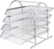 MAGICLULU Desktop Storage Rack 4 Layer File Stand Office Desk Organiser File Holder Document Rack