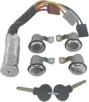 9170G3 252522 Left Right Door Lock Cylinder with 2 Keys, for Citroen, BERLINGO XSARA Picasso, for Peugeot,for Partner, Car Ignition Switch Lock(Black 5PCS Set)