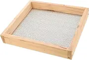 PAMINGONO Stainless Steel Sieve with Fine Mesh for Efficient Soil Screening Ergonomic Wood Frame Designed for Easy Handling Gardening Tasks