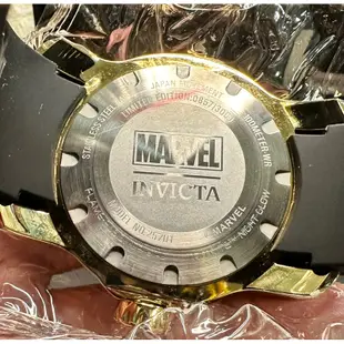 INVICTA英威塔正版男錶，漫威系列-鋼鐵人25701米金色/黑色矽膠/不銹鋼錶錶帶配不銹鋼錶，全新未拆包膜