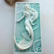 3D Mermaid In Sea Soap Mold Beach Rectangle Candle DIY Aroma Stone Mould Gift