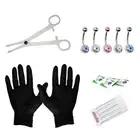 15pcs Piercing Kit Needle 14G Crystal CZ Belly Navel Button Ring Gloves