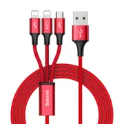 Phone Cable Baseus Rapid Series 3-in-1 Cable Micro Dual Lightning 3A 1.2M Black