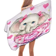 Charity Kids Inspiring Design Cute Girly Elephant Microfiber Beach Towel