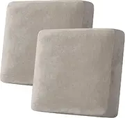 H.VERSAILTEX Velvet Stretch Couch Cushion Cover Plush Cushion Slipcover for Chair Loveseat Sofa Cushion Furniture Protector Seat Cushion Sofa Cover (2 Piece Large Sofa Cushion Covers, Oatmeal)