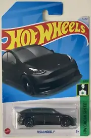 NEW HOT WHEELS 2024 - TESLA MODEL Y #15/250 - BLACK - HW GREEN SPEED - LONG CARD