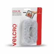 VELCRO® Brand 25mm x 1m White Stick On Hook And Loop Tape