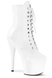 Pleaser Adore 7 White Patent Platform Ankle Boot