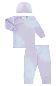 PAIGELAUREN Ribbed Top, Joggers & Cap Set in Lavender at Nordstrom, Size 18-24M