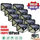 100 LED Solar Wall Lamp Wireless with Motion Sensor Outdoor Wall Light