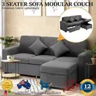 Sofa Lounge Set Modular Couch 3 Seater Drawers Ottoman Storage Velvet + Cushions