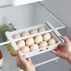 Food Egg Storage Box Plastic Clear Fridge Organizer Slide Under Shelf Drawer Box