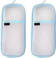 Clear Pencil Cases 2 Pack - Mesh Transparent Pen Organizers with Zippers, Cute Small Pouches for School, Office & Travel (Blue)
