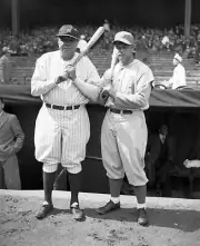 Babe Ruth And Jimmy Foxx Holding Bats 1934 OLD BASEBALL PHOTO