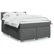 vidaXL Box Spring Bed with Mattress Black Double Fabric