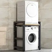 Dryer Washing Machine Shelf Rack, Over Washer Machine Storage Unit, Stacking Kit, Washing Machine Storage Shelf for Bathroom Kitchen Balcony Laundry Room, Bearing Capacity 300KG black