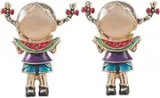 [Minkissy] 2pcs Watermelon Girl Brooch Cute Cartoon Pin for Women Enamel Brooch Decor Stylish Girl Eating Watermelon Lapel Pin for Jackets Bags and