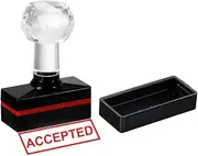 uxcell Accepted Stamp Self Inking, Red Ink Office Stamps Pre Inked Message Stamp Refillable Business Stamp, Black