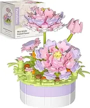 PieceRelax Flower Building Decoration Set - Mini Bricks Potted Lotus - Home Accessories Best Gift Valentine Décor for Him and Her Botanical for Adults [KZ1027]