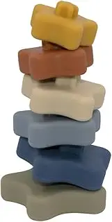 Baby Teething Toys, Silicone Stacking Tower - Stars by Playground, BPA Free Silicone Stacking & Nesting Circle Toys, Soft Building Rings Stacker & Teethers, Squeeze Play Early Educational Learning
