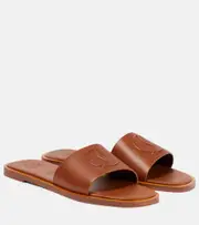 [Christian Louboutin] Christian Louboutin Logo leather slides AU 7 brown