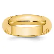 Solid 18K Yellow Gold 5mm Half-Round Wedding Men's/Women's Wedding Band Ring Size 5