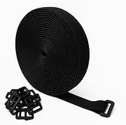 Evoges 5m x 20mm Hook and Loop Cable Straps Roll – Heavy Duty Self-Adhesive Reusable Tape with 25 Buckles – Adjustable Fastening Strips for Cable Management, DIY, Crafts, Cord Organiser (Black)
