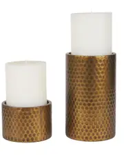 Mercana Set of 2 Gage Honeycomb Textured Candle Holders