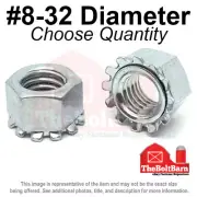 #8-32 K Lock Hex Lock Nuts Keps Zinc Plated COARSE Thread (Pick Quantity)