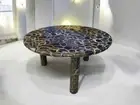 Natural Agate Stone Coffee Table Top with Stand Round Corner Side Handmade Top