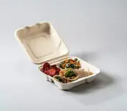 Fabri-Kal Three Compartment Fiber Compostable Container, 9" x 9" x 3" | 200/Case