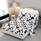 4PCS Bedding Sheets Set,Cow Print Size,Lightweight Super Queen Black and White