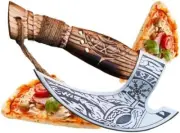 Pizza Cutter, Handmade Pizza Viking Axe Blade Made of Carbon Steel with Sheath