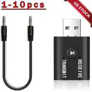 2in1 3.5mm Bluetooth 5.0 Transmitter Receiver Car Wireless Audio Adapter USB Aux