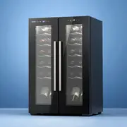 24 Bottles Devanti Wine Fridge Cooler Compressor Dual Zone Two Doors