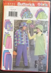 5721 Butterick Vintage Sewing Pattern Girls Jacket Hat Skirt Pants Size 12 14 16